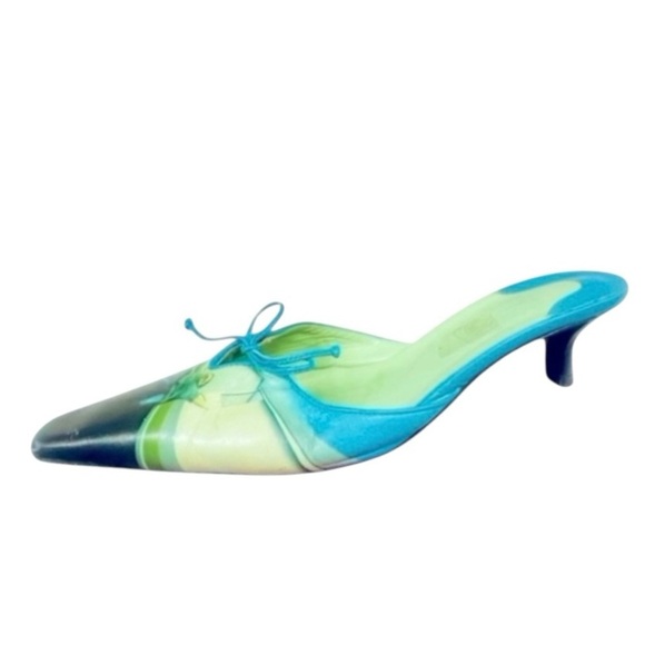 Icon Wearable Art Teal Green Mules Slides Shoes 8.5 - Picture 14 of 14